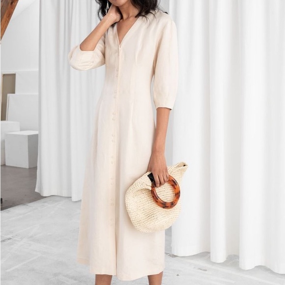 & Other Stories Dresses & Skirts - NWT & OTHER STORIES Linen Button Down Midi Dress Cottagcore Prairie